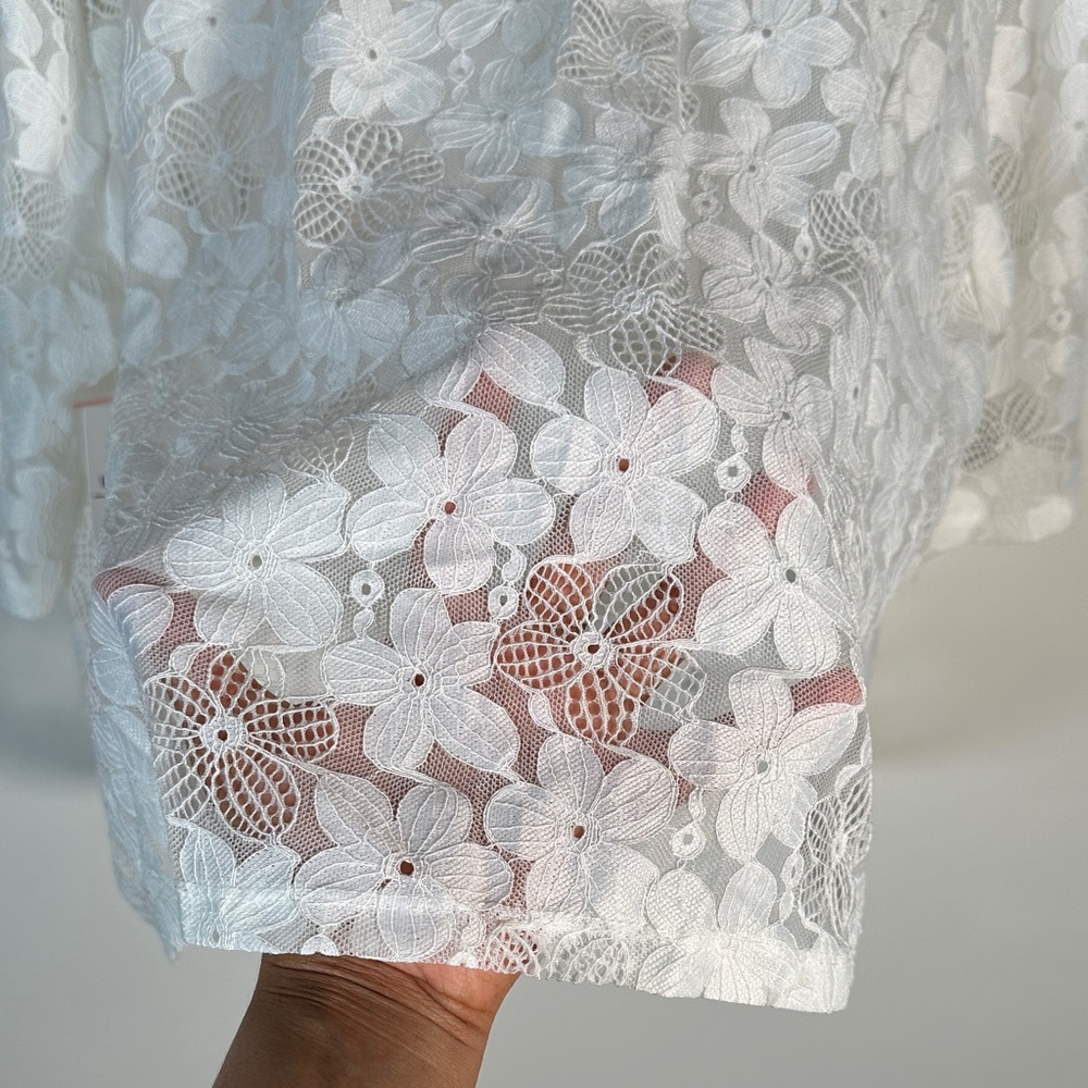 Harper 241 White Floral Lace Cardigan Cover Up Boho Plus Size 3X Chic - Picture 10 of 10